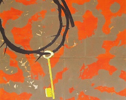 SchlüsselBund Bildhintergrund ist die Farbe Orange. Sie bedeutet für mich immer die Kraft des Heiligen Geistes. Der Dreck der Welt beschmutzt das ganze Format (Erde)....