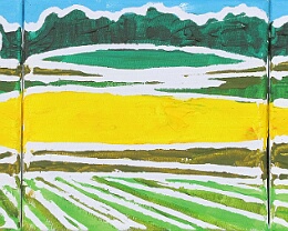 Gemüseanbau Das Seeland ist die Gemüsekammer der Schweiz. 60 cm x 20 cm x 1,5 cm; Acrylfarbe auf Leinwand; 2015