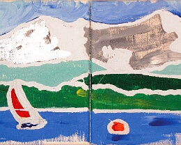 Starkwind Wassersport auf dem Bielersee mit Blick in die Schweizer Alpen, ein Hochgenuss! Bei Fönwetterlage rücken die Berge wie mit einem Vergrößerungsglas betrachtend,...